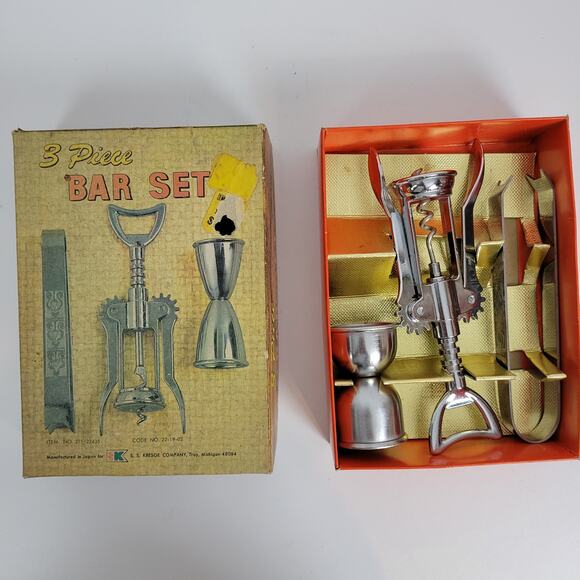 Vtg Kresge Company Kitchen Home Bar One Size Silver Cork Screw/Wine Opener NEW - Picture 2 of 5